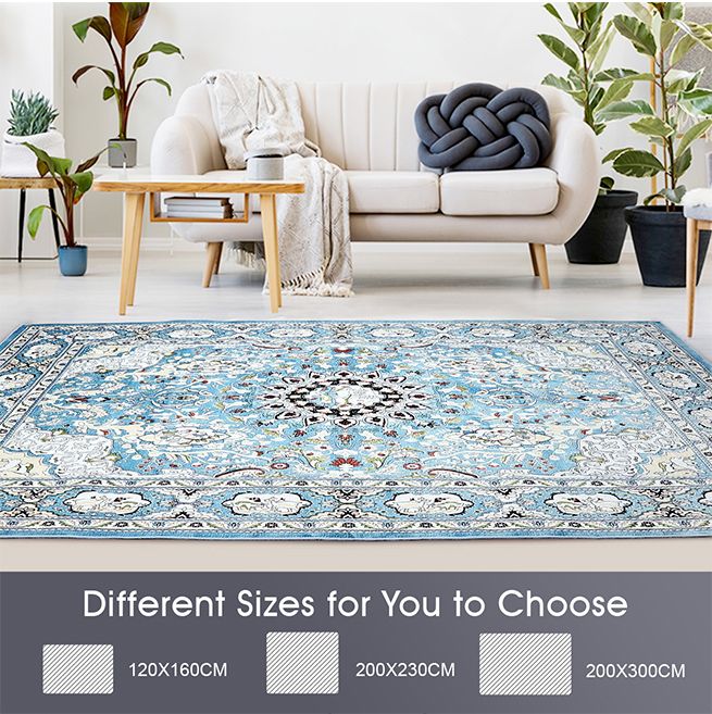 Navy Blue Rugs Soft Carpet Floor Rug Allover Traditional Persian Mat 120 X 160CM Crazy Sales