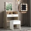 10 LED Dressing Table Dresser Makeup Vanity Table Stool Set with Drawers & Mirror