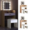 10 LED Dressing Table Dresser Makeup Vanity Table Stool Set with Drawers & Mirror