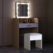 10 LED Dressing Table Dresser Makeup Vanity Table Stool Set with Drawers & Mirror