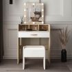 10 LED Dressing Table Dresser Makeup Vanity Table Stool Set with Drawers & Mirror