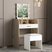 10 LED Dressing Table Dresser Makeup Vanity Table Stool Set with Drawers & Mirror