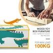 Kidbot Kids Toy Box Wooden Storage Chest 80x40x44.5cm Crocodile Pattern Blue 