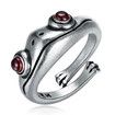 Sterling Silver Ring Frog Retro Personality Creative Animal Neutral Red Garnet Frog Opening Adjustable Ring Fine Jewelry