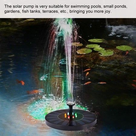 Solar Powered Fountain Pump LED Light Garden Pool Pond Submersible Floating Solar Panel Water Fountain For Outdoor Decoration
