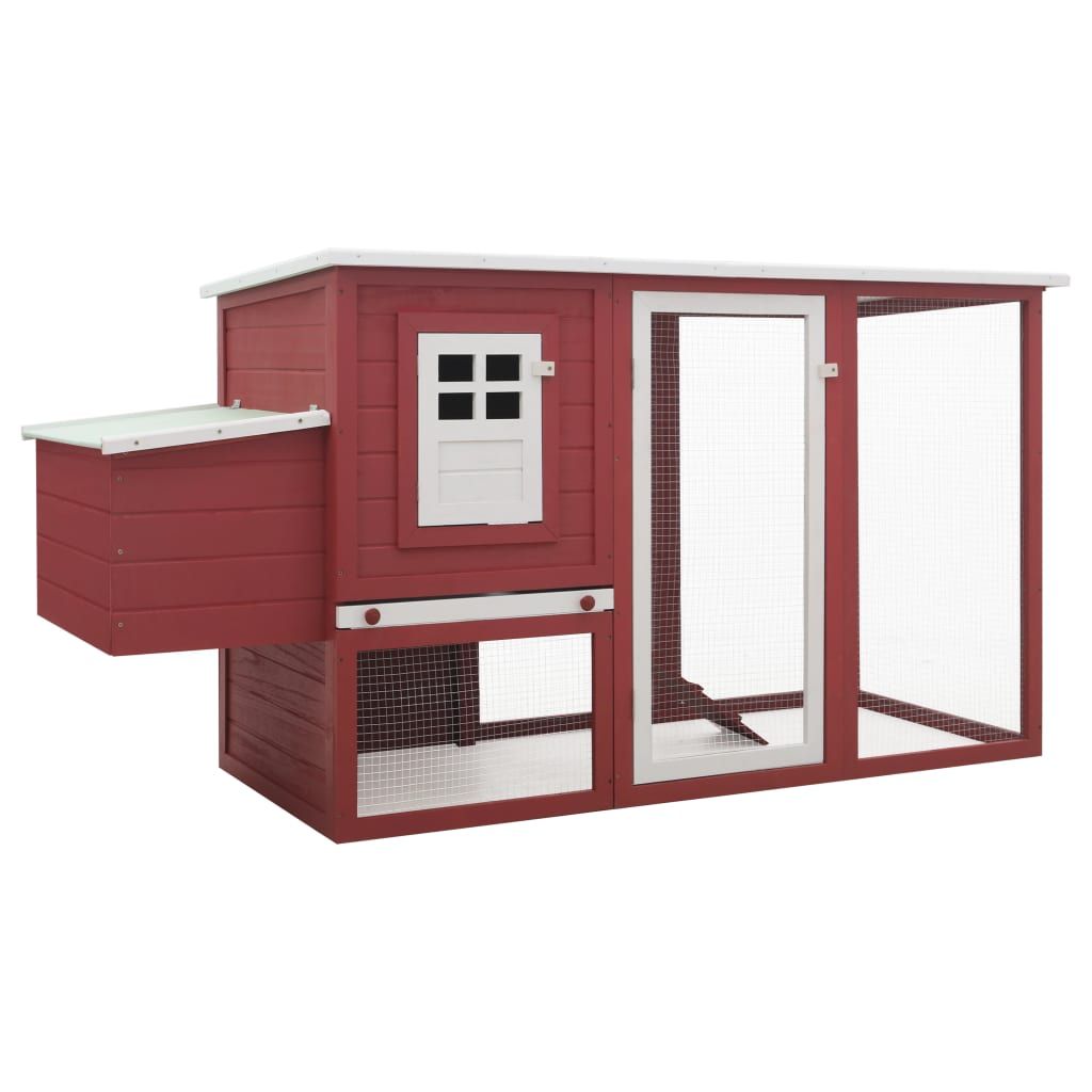 Outdoor Chicken Cage Hen House with 1 Egg Cage Red Wood