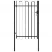 Fence Gate Single Door with Arched Top Steel 1x1.5 m Black