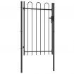 Fence Gate Single Door with Arched Top Steel 1x1.5 m Black