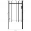 Fence Gate Single Door with Arched Top Steel 1x1.5 m Black