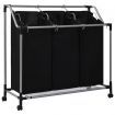 Laundry Sorter with 3 Bags Black Steel