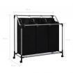 Laundry Sorter with 3 Bags Black Steel