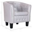 Tub Chair Shiny Silver Faux Leather