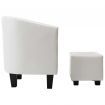 Tub Chair with Footstool White Faux Leather