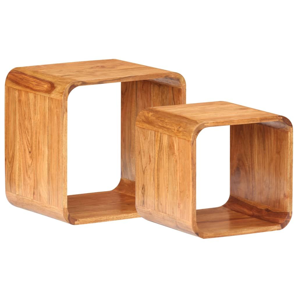 Side Tables 2 pcs Solid Acacia Wood Sheesham Finish