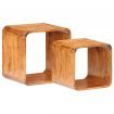 Side Tables 2 pcs Solid Acacia Wood Sheesham Finish