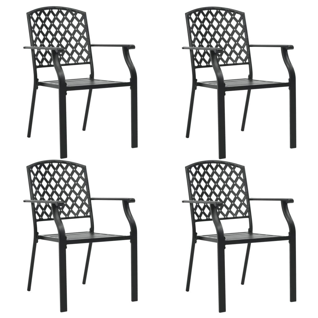 Outdoor Chairs 4 pcs Mesh Design Steel Black
