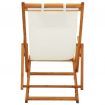 Folding Beach Chair Solid Eucalyptus Wood and Fabric Cream