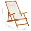Folding Beach Chair Solid Eucalyptus Wood and Fabric Cream