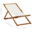 Folding Beach Chair Eucalyptus Wood and Fabric Cream White