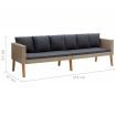 3-Seater Garden Sofa with Cushions Poly Rattan Beige