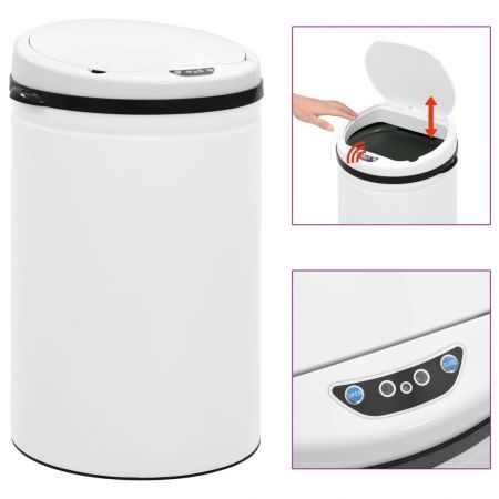 Automatic Sensor Dustbin 30 L Carbon Steel White