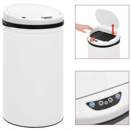 Automatic Sensor Dustbin 50 L Carbon Steel White