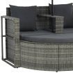 2 Seater Garden Sofa with Cushions and Parasol Grey Poly Rattan