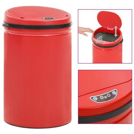 Automatic Sensor Dustbin 30 L Carbon Steel Red