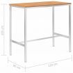 Bar Table 120x60x105 cm Solid Teak Wood and Stainless Steel