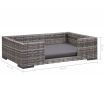 Dog Bed with Cushion Grey 90x60 cm Poly Rattan