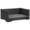 Dog Bed with Cushion Black 90x60 cm Poly Rattan