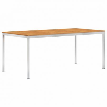 Garden Dining Table 180x90x75 cm Solid Acacia Wood and Stainless Steel