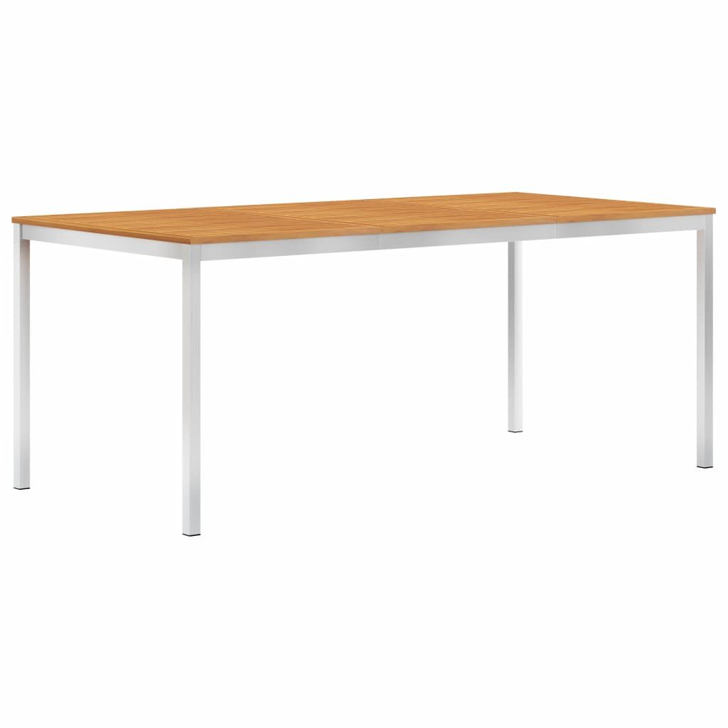 Garden Dining Table 180x90x75 cm Solid Acacia Wood and Stainless Steel