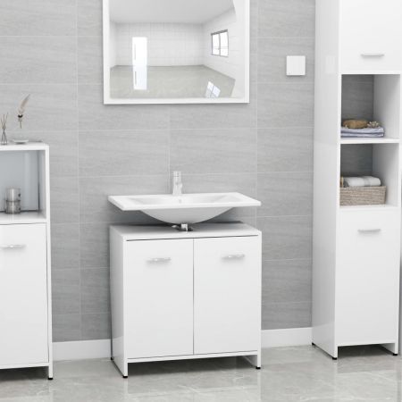Bathroom Cabinet High Gloss White 60x33x58 cm Chipboard
