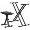 Double Braced Keyboard Stand and Stool Set Black