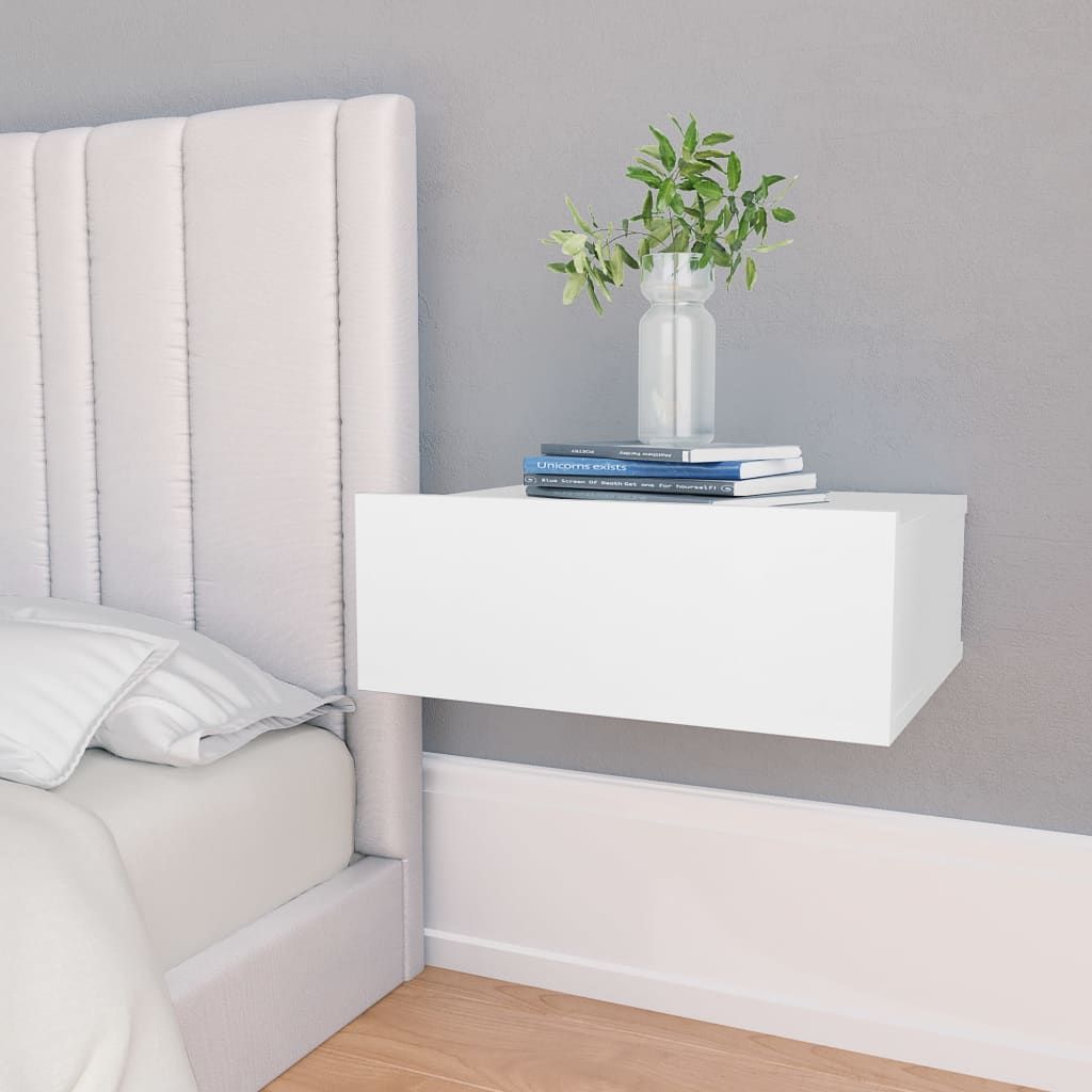 Floating Nightstand White 40x30x15 cm Engineered Wood