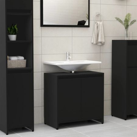 Bathroom Cabinet Black 60x33x58 cm Chipboard