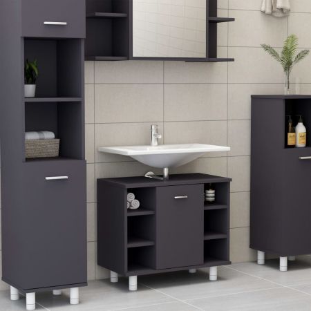 Bathroom Cabinet Grey 60x32x53,5 cm Chipboard