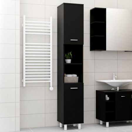 Bathroom Cabinet Black 30x30x179 cm Chipboard