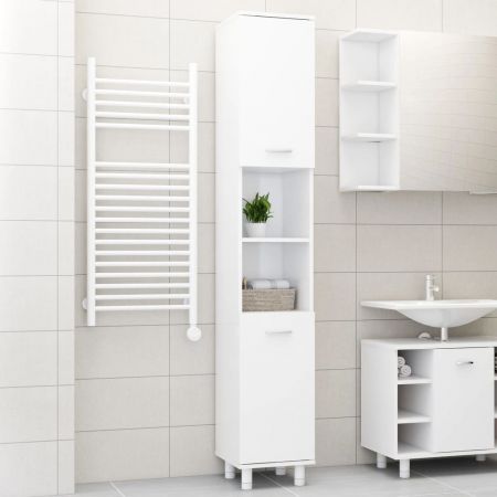 Bathroom Cabinet High Gloss White 30x30x179 cm Chipboard