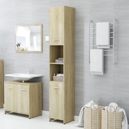 Bathroom Cabinet Sonoma Oak 30x30x183.5 cm Chipboard