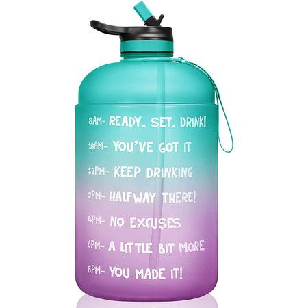 1 Gallon/128oz Motivational Water Bottle with Time Marker And Straw BPA Free
