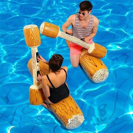 4 Pcs Package Inflatable Floating Water Toys Aerated Battle Logs, Pool Party Water Sports Games Log Rafts to Float Toys