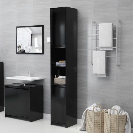 Bathroom Cabinet Black 30x30x183.5 cm Chipboard