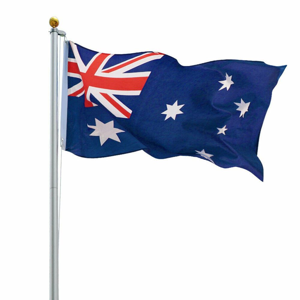 7.6M Australia Flag Pole Aussie Sectional Telescopic Flagpole Ball Kit Aluminum