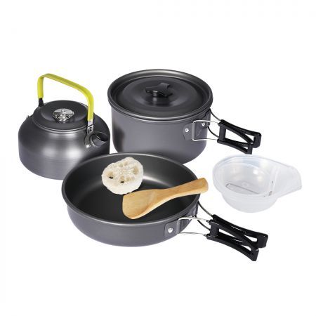 10Pcs Camping Cookware Set Outdoor Hiking Cooking Bowl Pot Pan Portable Picnic