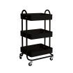 3 Tiers Kitchen Trolley Cart Steel Storage Rack Shelf Organiser Wheels Black