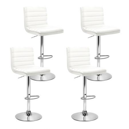 Artiss 4x Bar Stools Padded Leather Gas Lift White