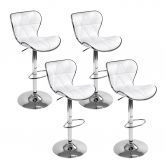 Artiss 4x Bar Stools Gas Lift Leather Seat White