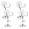 Artiss 4x Bar Stools Leather Gas Lift w/Armrest White